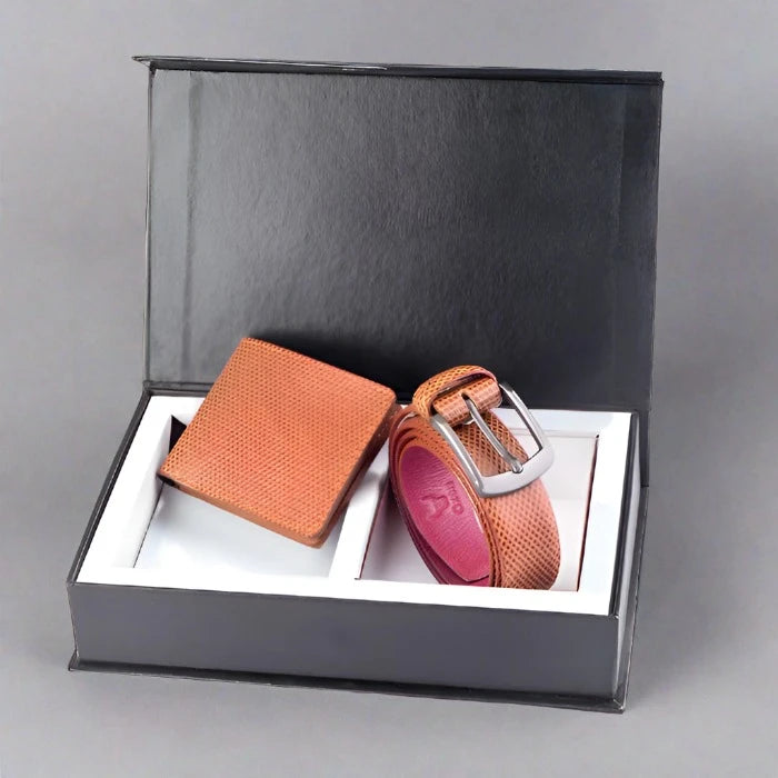 Gift Set With Leather Belt & Wallet