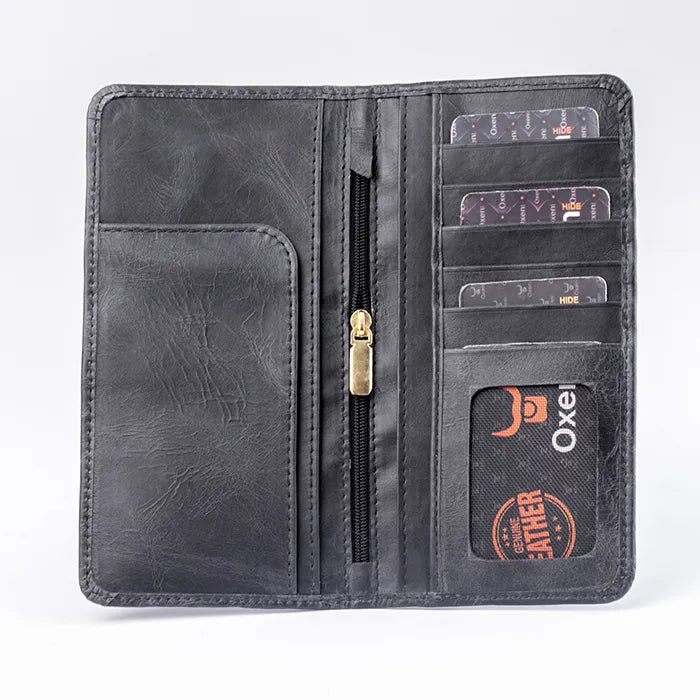 Covello Black Long Leather Wallet