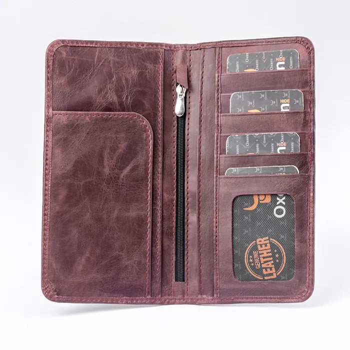 Covello Red Long Leather Wallet