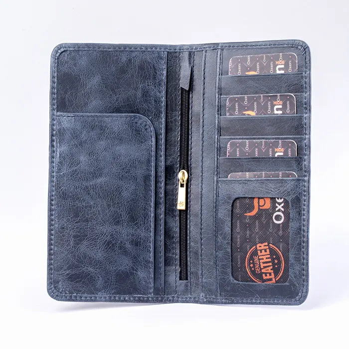Covello Blue Long Leather Wallet