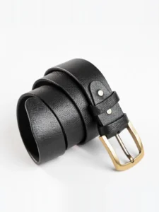 BASTION black leather belt by Oxen Hide