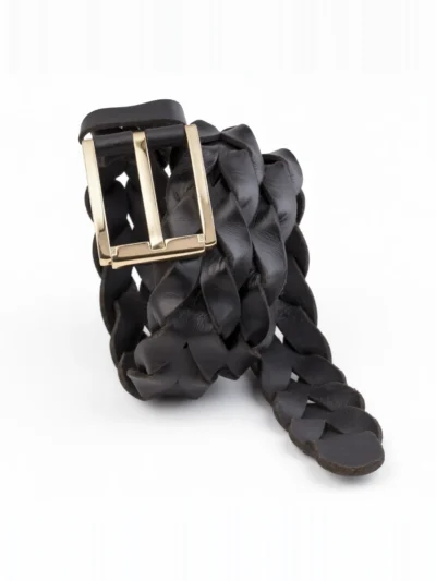 BELMAR black leather belt by Oxen Hide