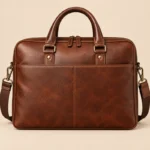Brown leather laptop bag